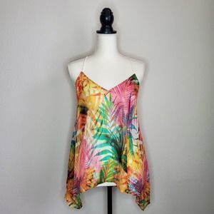 Lavender Brown Tropical Silk Tank Top Small